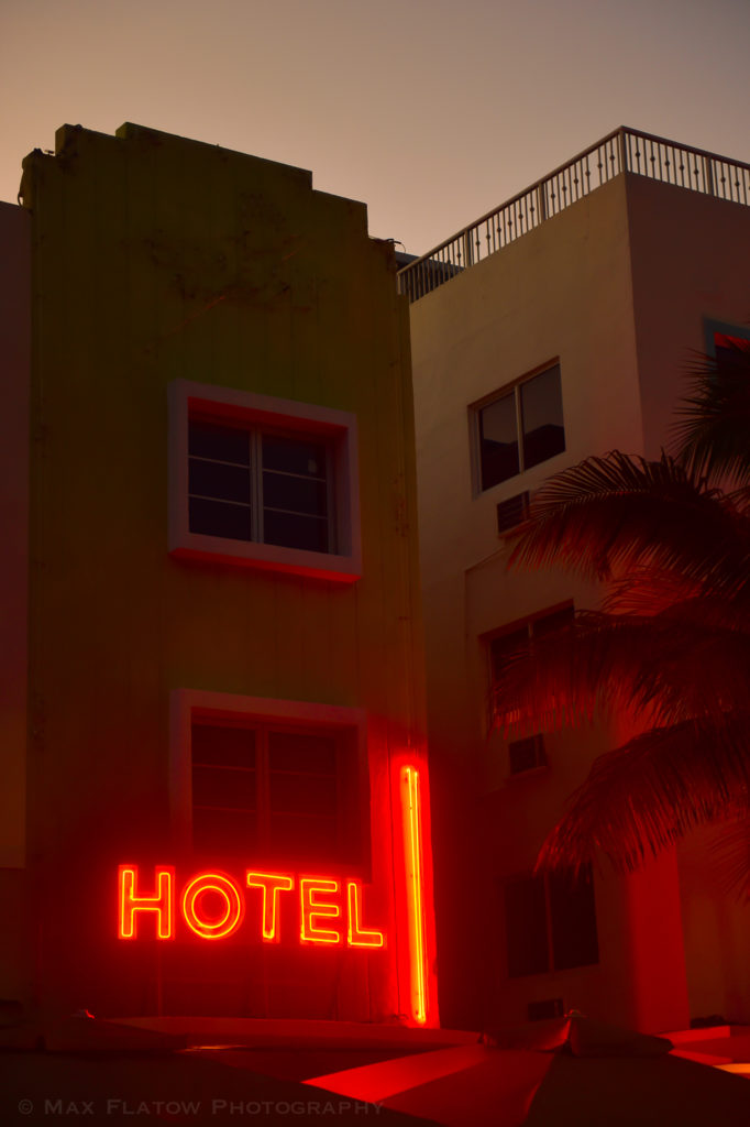 Hotel at dusk. South Beach, Miami