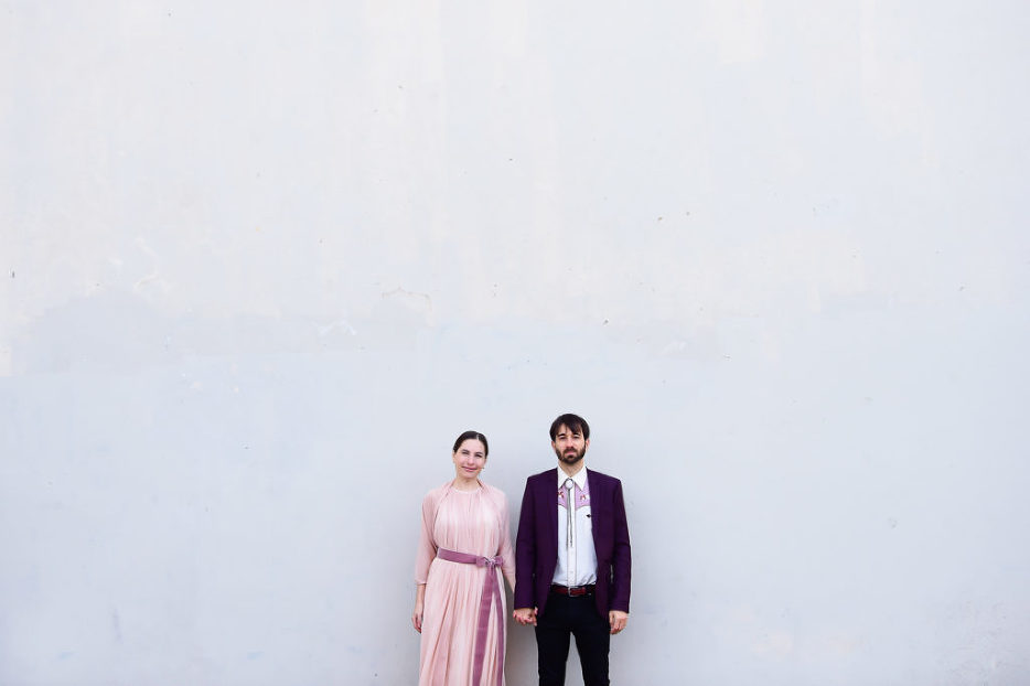 Bride and groom photos near Stone Park Events